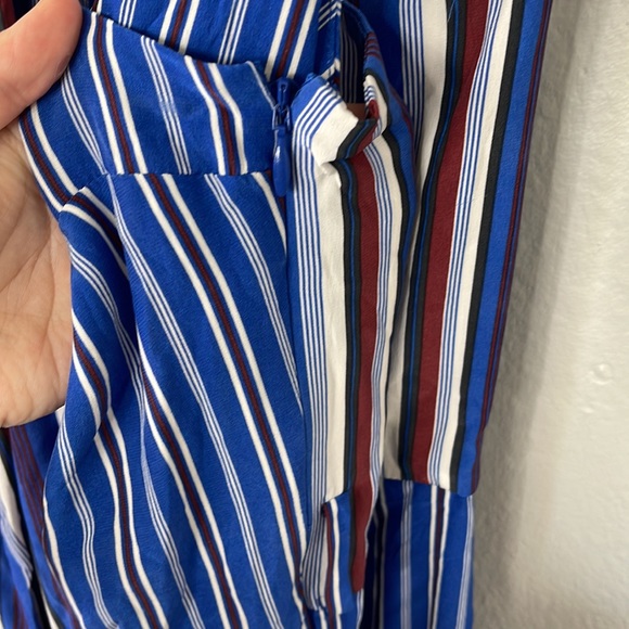 Rag & Bone 100% Silk Red, White, and Blue Striped Felix Wrap Jumpsuit - Picture 12 of 16